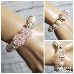 Beautiful Silver & Pink Handmade Bracelet